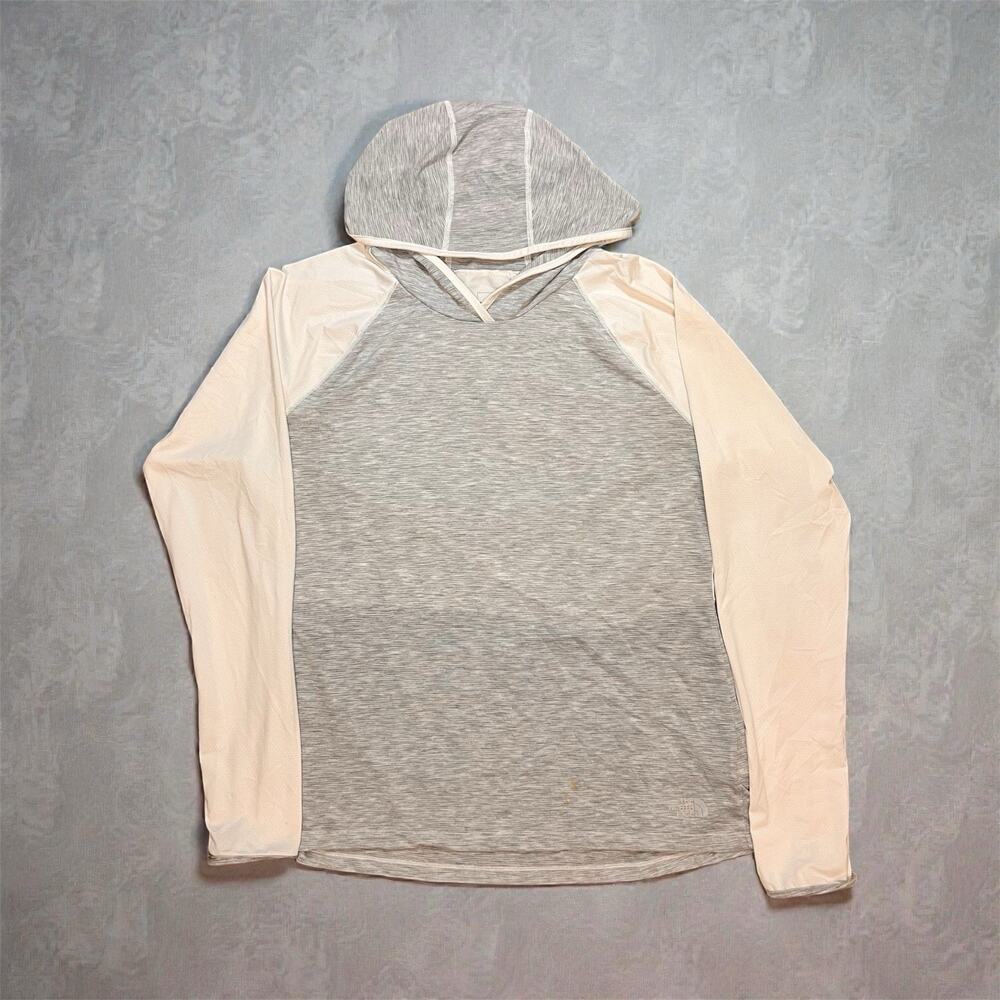 North Face Sweater Womens Small Long Sleeve Hooded Gray Outdoor Flashdry Size XL